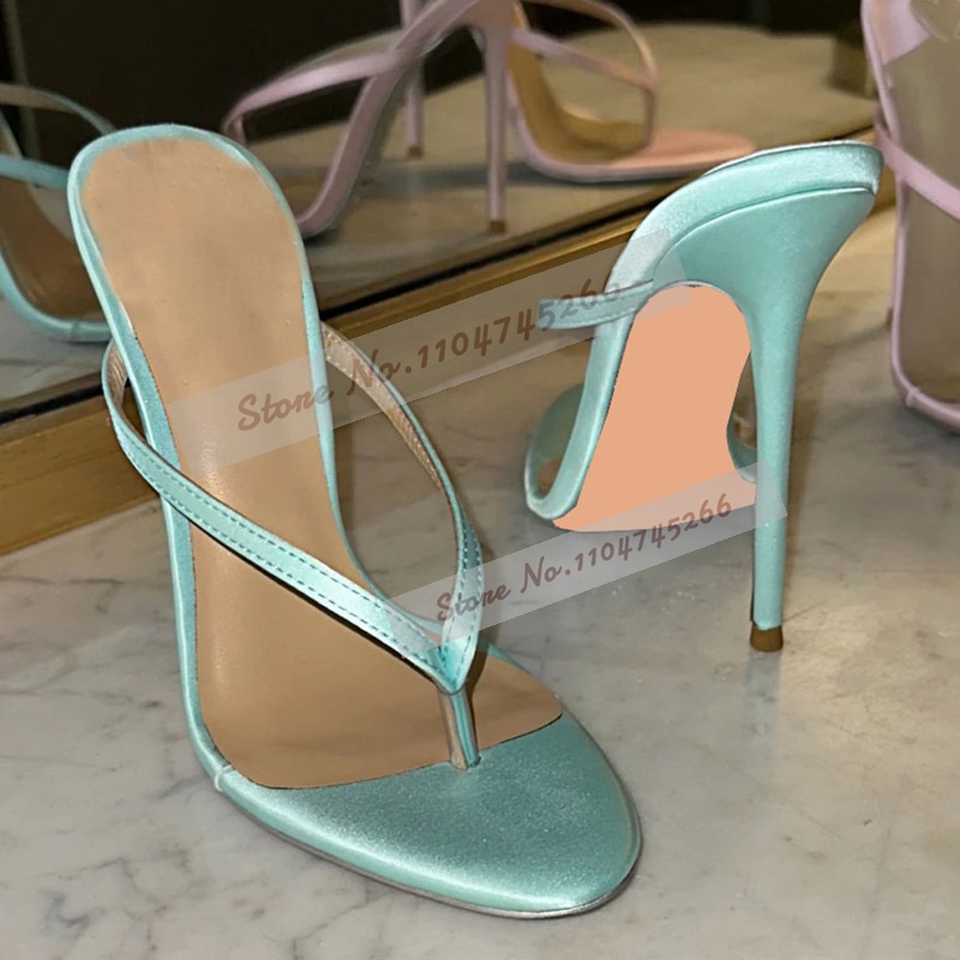 Slip Dress Satin - Light Green Satin Clip Toe High