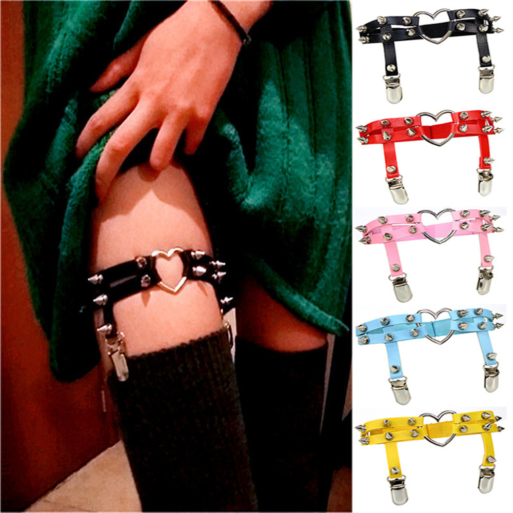 Garter Belt Set - 1Pcs Women Punk Goth Heart PU